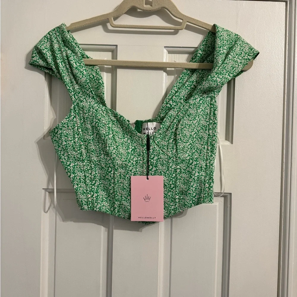 Hello Molly Green Floral Off-Shoulder Corset Top - Picture 2 of 3